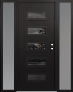 Diamond D1 64" x 80" black/black Mirrored Glass Panel black LHI with 2 Sidelites frosted Glass