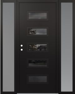 Diamond D1 68" x 80" black/black Mirrored Glass Panel black RHI with 2 Sidelites frosted Glass