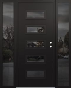 Diamond D1 64" x 80" black/black Mirrored Glass Panel black LHI with 2 Sidelites Mirrored Glass
