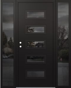 Diamond D1 68" x 80" black/black Mirrored Glass Panel black RHI with 2 Sidelites Mirrored Glass