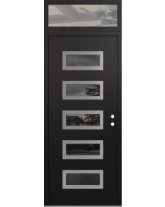 Diamond D1 36" x 96" black/black Mirrored Glass Panel stainless steel LHI with Transom clear Glass
