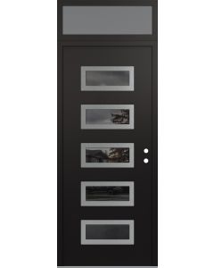 Diamond D1 36" x 96" black/black Mirrored Glass Panel stainless steel LHI with Transom frosted Glass