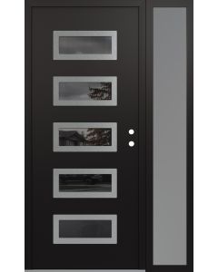 Diamond D1 52" x 80" black/black Mirrored Glass Panel stainless steel LHI with Sidelite frosted Glass