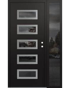Diamond D1 52" x 80" black/black Mirrored Glass Panel stainless steel LHI with Sidelite Mirrored Glass
