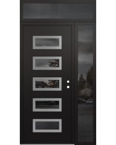 Diamond D1 52" x 96" black/black Mirrored Glass Panel stainless steel LHI with Sidelite and Transom Mirrored Glass