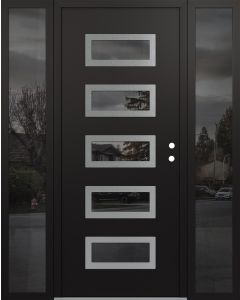 Diamond D1 64" x 80" black/black Mirrored Glass Panel stainless steel LHI with 2 Sidelites Mirrored Glass