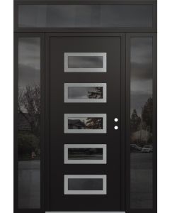 Diamond D1 64" x 96" black/black Mirrored Glass Panel stainless steel LHI with 2 Sidelites and Transom Mirrored Glass