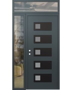 Diamond D2 48" x 96" anthracite/anthracite Frosted Glass Panel black RHI with Sidelite and Transom clear Glass