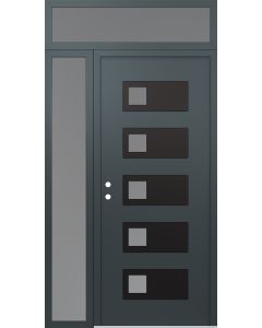Diamond D2 48" x 96" anthracite/anthracite Frosted Glass Panel black RHI with Sidelite and Transom Frosted Glass