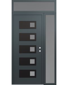Diamond D2 48" x 96" anthracite/anthracite Frosted Glass Panel black LHI with Sidelite and Transom Frosted Glass