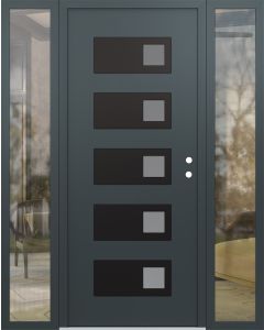 Diamond D2 68" x 80" anthracite/anthracite Frosted Glass Panel black LHI with 2 Sidelites clear Glass