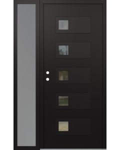Diamond D2 50" x 80" black/black Clear Glass Panel black RHI with Sidelite frosted Glass