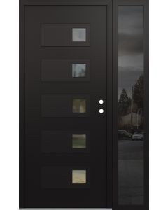 Diamond D2 50" x 80" black/black Clear Glass Panel black LHI with Sidelite Mirrored Glass