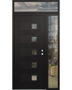 Diamond D2 48" x 96" black/black Clear Glass Panel black LHI with Sidelite and Transom Clear Glass