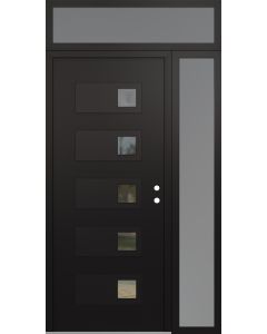 Diamond D2 52" x 96" black/black Clear Glass Panel black LHI with Sidelite and Transom frosted Glass