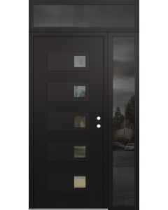 Diamond D2 48" x 96" black/black Clear Glass Panel black LHI with Sidelite and Transom Mirrored Glass