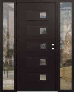 Diamond D2 64" x 80" black/black Clear Glass Panel black LHI with 2 Sidelites Clear Glass