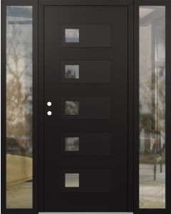 Diamond D2 68" x 80" black/black Clear Glass Panel black RHI with 2 Sidelites Clear Glass