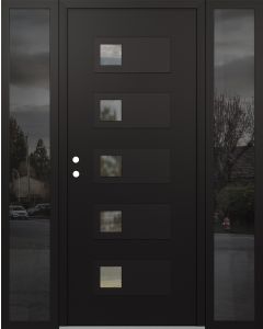 Diamond D2 64" x 80" black/black Clear Glass Panel black RHI with 2 Sidelites Mirrored Glass
