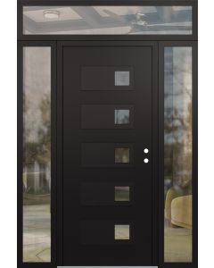 Diamond D2 64" x 96" black/black Clear Glass Panel black LHI with 2 Sidelites and Transom Clear Glass