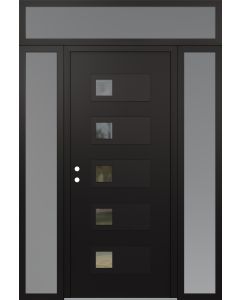 Diamond D2 68" x 96" black/black Clear Glass Panel black RHI with 2 Sidelites and Transom frosted Glass