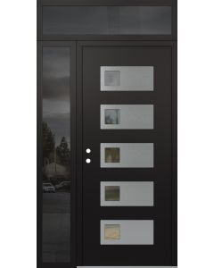 Diamond D2 48" x 96" black/black Clear Glass Panel Stainless steel RHI with Sidelite and Transom Mirrored Glass