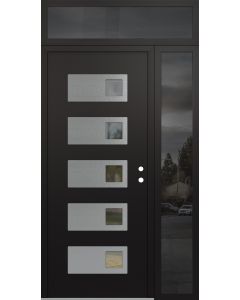 Diamond D2 48" x 96" black/black Clear Glass Panel Stainless steel LHI with Sidelite and Transom Mirrored Glass
