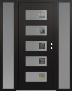Diamond D2 64" x 80" black/black Clear Glass Panel Stainless steel LHI with 2 Sidelites frosted Glass