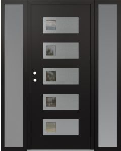 Diamond D2 68" x 80" black/black Clear Glass Panel Stainless steel RHI with 2 Sidelites frosted Glass