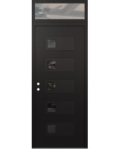Diamond D2 36" x 96" black/black Mirrored Glass Panel black RHI with Transom clear Glass