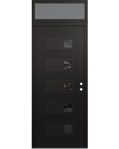 Diamond D2 36" x 96" black/black Mirrored Glass Panel black LHI with Transom frosted Glass