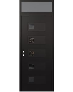 Diamond D2 36" x 96" black/black Mirrored Glass Panel black RHI with Transom frosted Glass