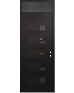 Diamond D2 36" x 96" black/black Mirrored Glass Panel black LHI with Transom Mirrored Glass