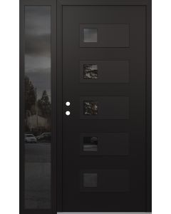 Diamond D2 52" x 80" black/black Mirrored Glass Panel black RHI with Sidelite Mirrored Glass