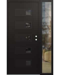 Diamond D2 52" x 80" black/black Mirrored Glass Panel black LHI with Sidelite clear Glass
