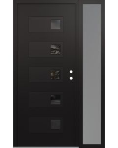 Diamond D2 52" x 80" black/black Mirrored Glass Panel black LHI with Sidelite frosted Glass