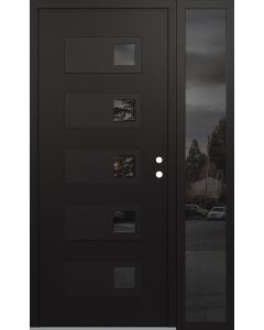 Diamond D2 50" x 80" black/black Mirrored Glass Panel black LHI with Sidelite Mirrored Glass