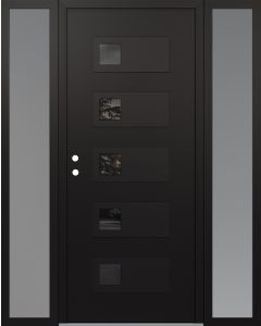 Diamond D2 68" x 80" black/black Mirrored Glass Panel black RHI with 2 Sidelites frosted Glass