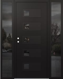 Diamond D2 68" x 80" black/black Mirrored Glass Panel black RHI with 2 Sidelites Mirrored Glass