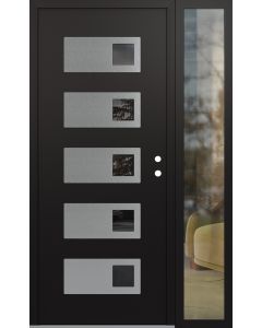 Diamond D2 52" x 80" black/black Mirrored Glass Panel stainless steel LHI with Sidelite clear Glass