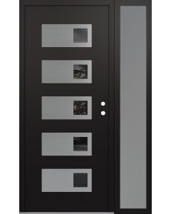 Diamond D2 52" x 80" black/black Mirrored Glass Panel stainless steel LHI with Sidelite frosted Glass