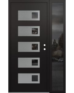 Diamond D2 52" x 80" black/black Mirrored Glass Panel stainless steel LHI with Sidelite Mirrored Glass