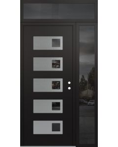 Diamond D2 48" x 96" black/black Mirrored Glass Panel stainless steel LHI with Sidelite and Transom Mirrored Glass