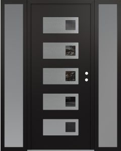 Diamond D2 60" x 80" black/black Mirrored Glass Panel stainless steel LHI with 2 Sidelites frosted Glass