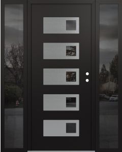 Diamond D2 60" x 80" black/black Mirrored Glass Panel stainless steel LHI with 2 Sidelites Mirrored Glass
