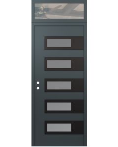 Diamond D3 36" x 96" anthracite/anthracite Frosted Glass Panel black RHI with Transom clear Glass