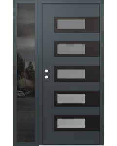 Diamond D3 52" x 80" anthracite/anthracite Frosted Glass Panel black RHI with Sidelite Mirrored Glass