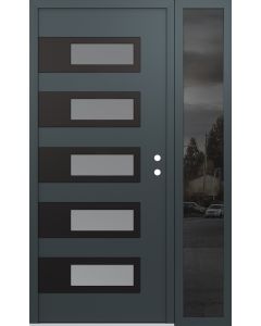 Diamond D3 52" x 80" anthracite/anthracite Frosted Glass Panel black LHI with Sidelite Mirrored Glass