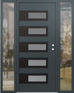 Diamond D3 68" x 80" anthracite/anthracite Frosted Glass Panel black LHI with 2 Sidelites clear Glass