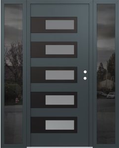 Diamond D3 68" x 80" anthracite/anthracite Frosted Glass Panel black LHI with 2 Sidelites Mirrored Glass